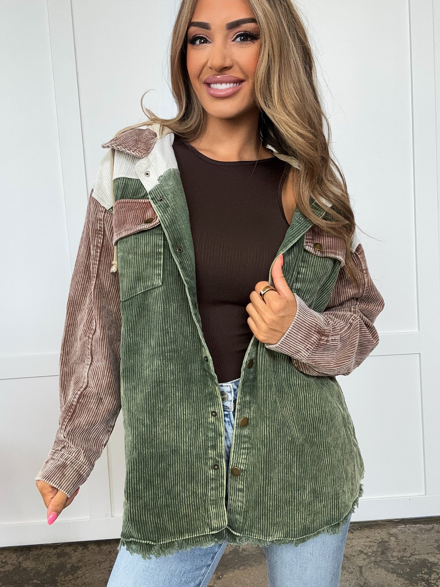 Buy our "PREORDER: Bellamy Snap Front Hooded Corduroy Shacket" online – Willow Boutique Clothing. Shop stylish PREORDER: Bellamy Snap Front Hooded Corduroy Shacket today.