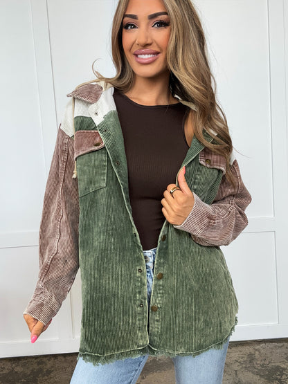 Buy our "PREORDER: Bellamy Snap Front Hooded Corduroy Shacket" online – Willow Boutique Clothing. Shop stylish PREORDER: Bellamy Snap Front Hooded Corduroy Shacket today.