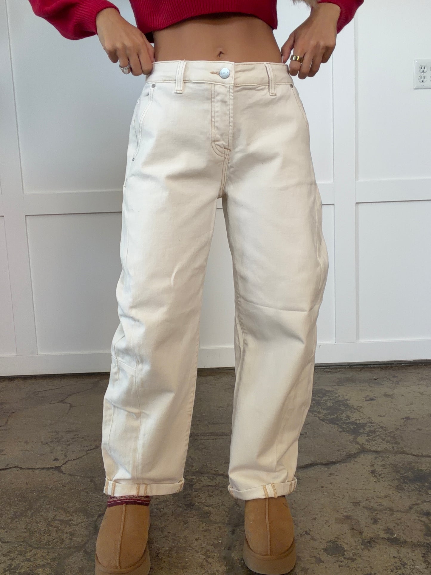 Renee Risen High Rise Relaxed Barrel Cuffed Jeans