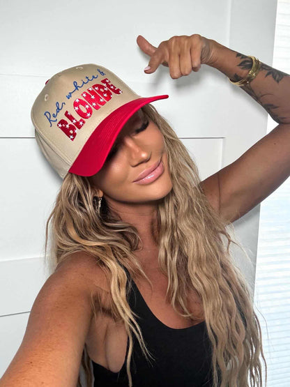 Red White & Blonde Trucker Hat