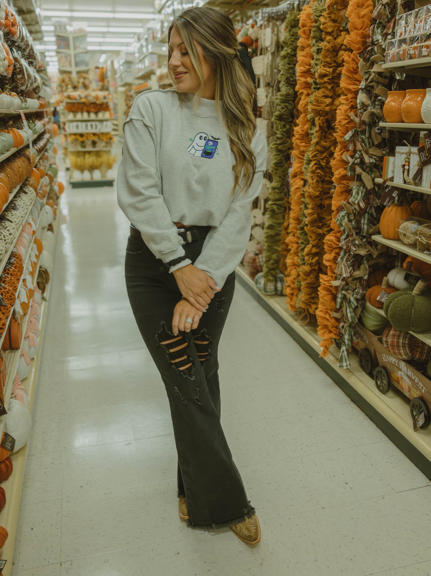 Witches Brew Embroidered Reversible Oversized Mockneck Crew