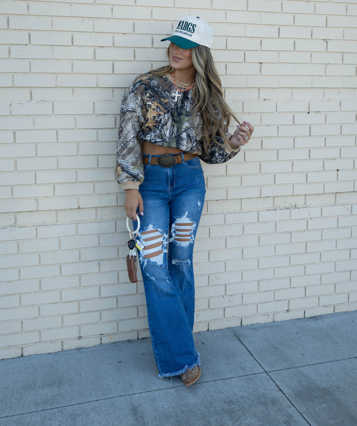Cropped Camouflage Crewneck