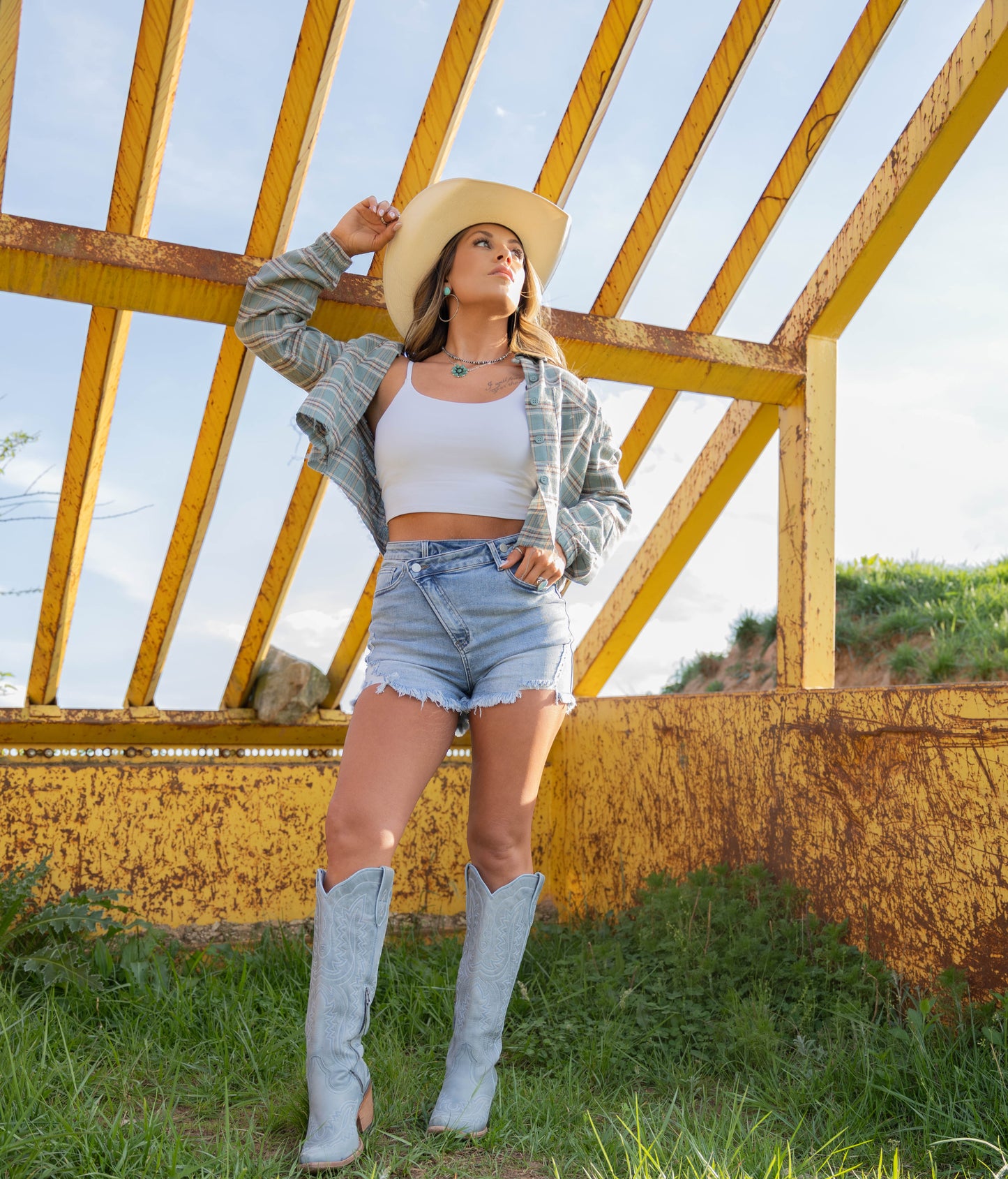 Lindsey Asymmetrical Distressed Shorts- Medium Wash