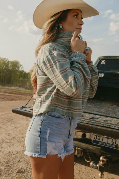 Lindsey Asymmetrical Distressed Shorts- Medium Wash