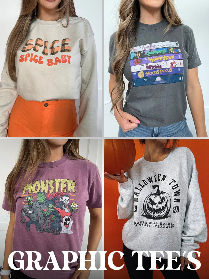 Buy our graphic tees with various designs and text from willow boutique