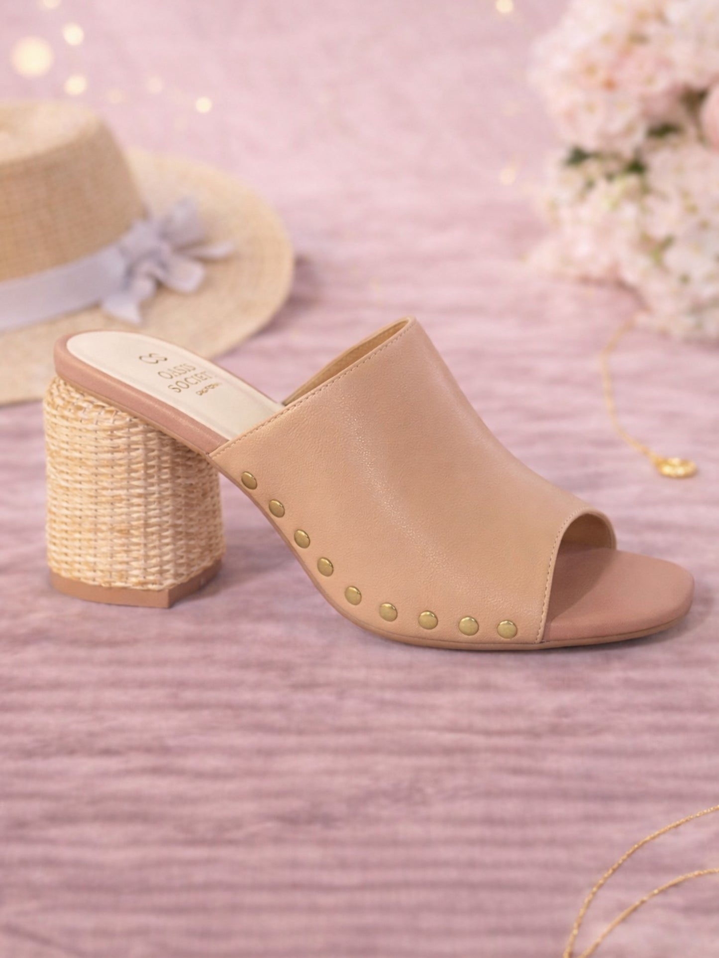 Serena Wicker Studded Heels