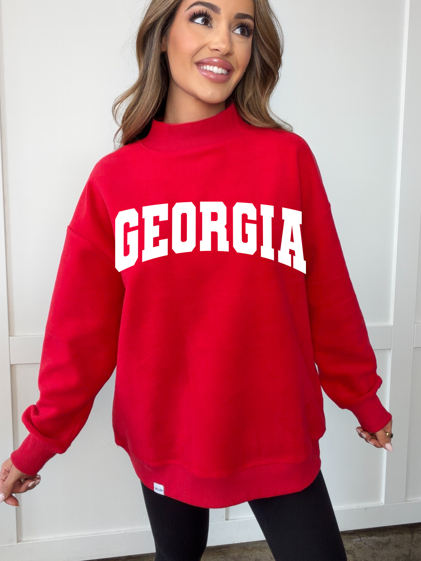 Georgia Bulldogs Tilly Oversized Mock Neck Crew