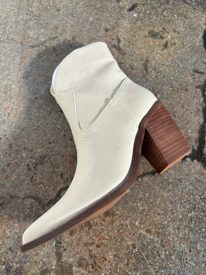 Harmony Classic Low Calf Heeled Pointed Toe Boot - Beige