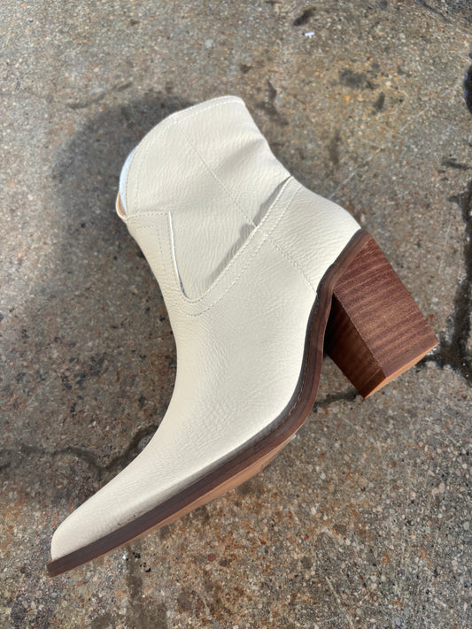 Harmony Classic Low Calf Heeled Pointed Toe Boot - Beige