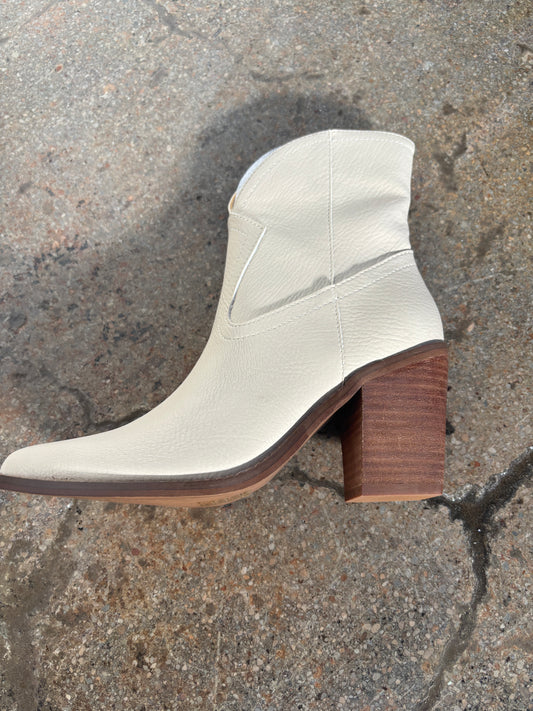 Harmony Classic Low Calf Heeled Pointed Toe Boot - Beige