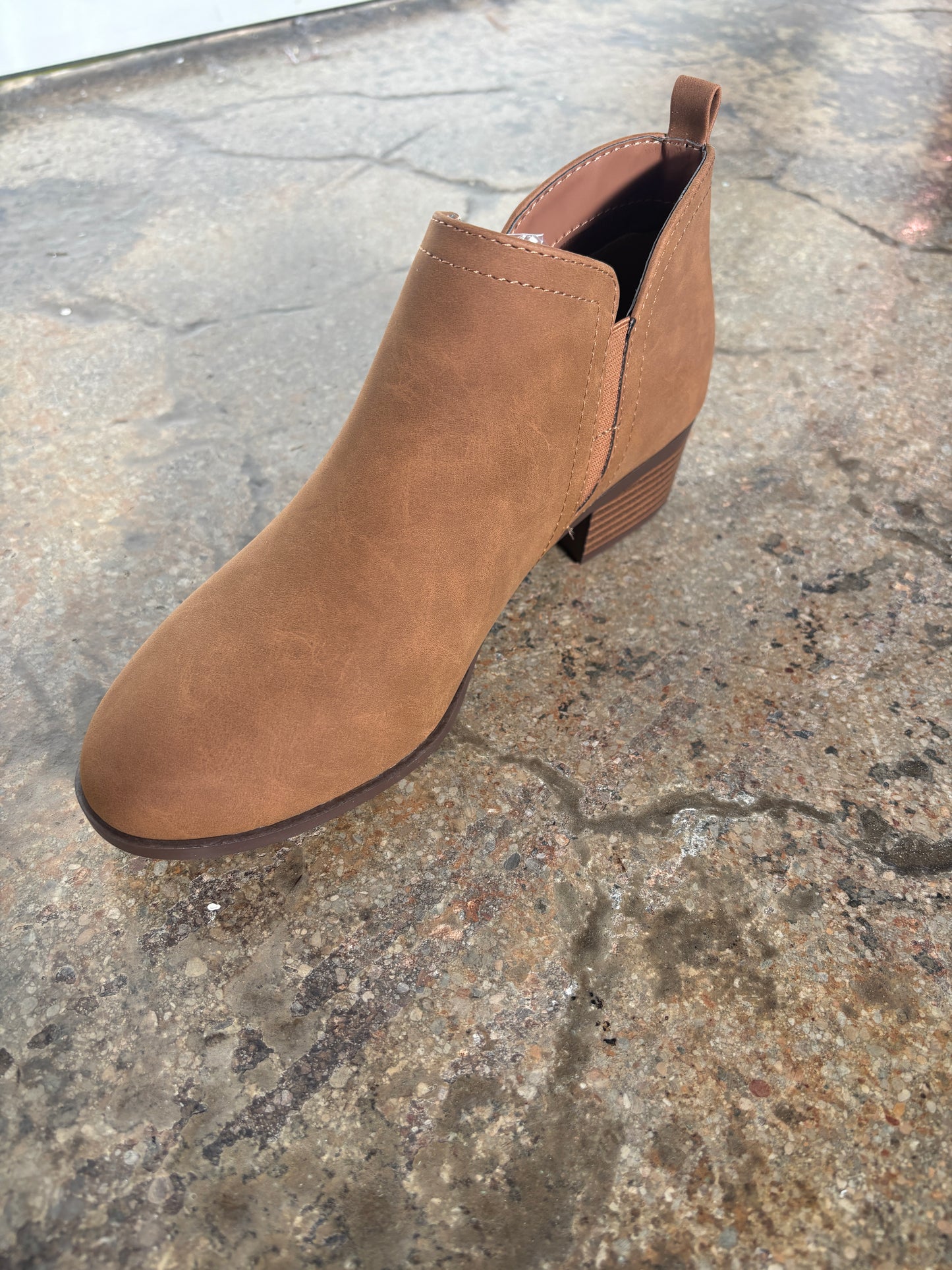 Zayne Dark Tan Pointed Heeled Ankle Booties