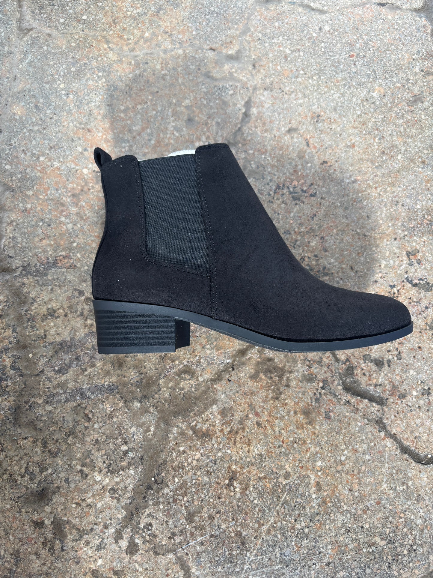 Black Suede Pointed Low Heel Ankle Booties