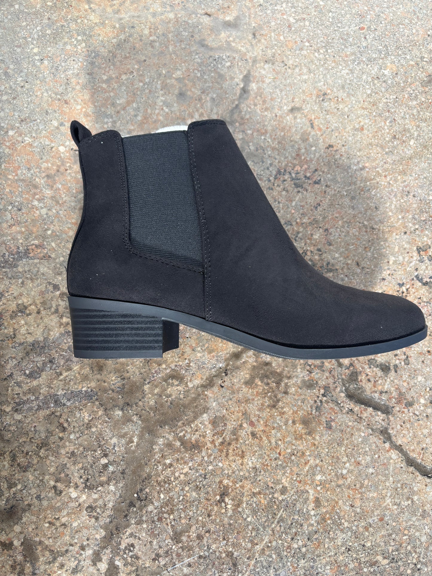 Black Suede Pointed Low Heel Ankle Booties