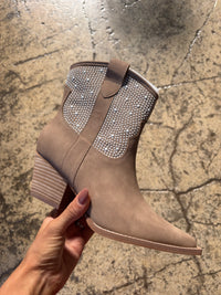 Cannes Cedar Wood Pointed Pearl Embroidered Ankle Bootie