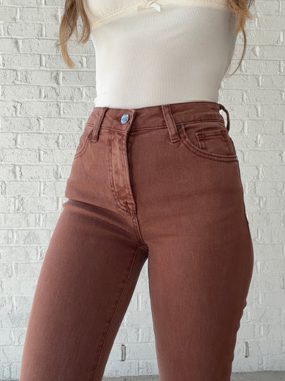 Just Peachy Risen High Rise Side Slit Flare Jeans