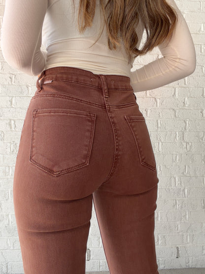 Just Peachy Risen High Rise Side Slit Flare Jeans