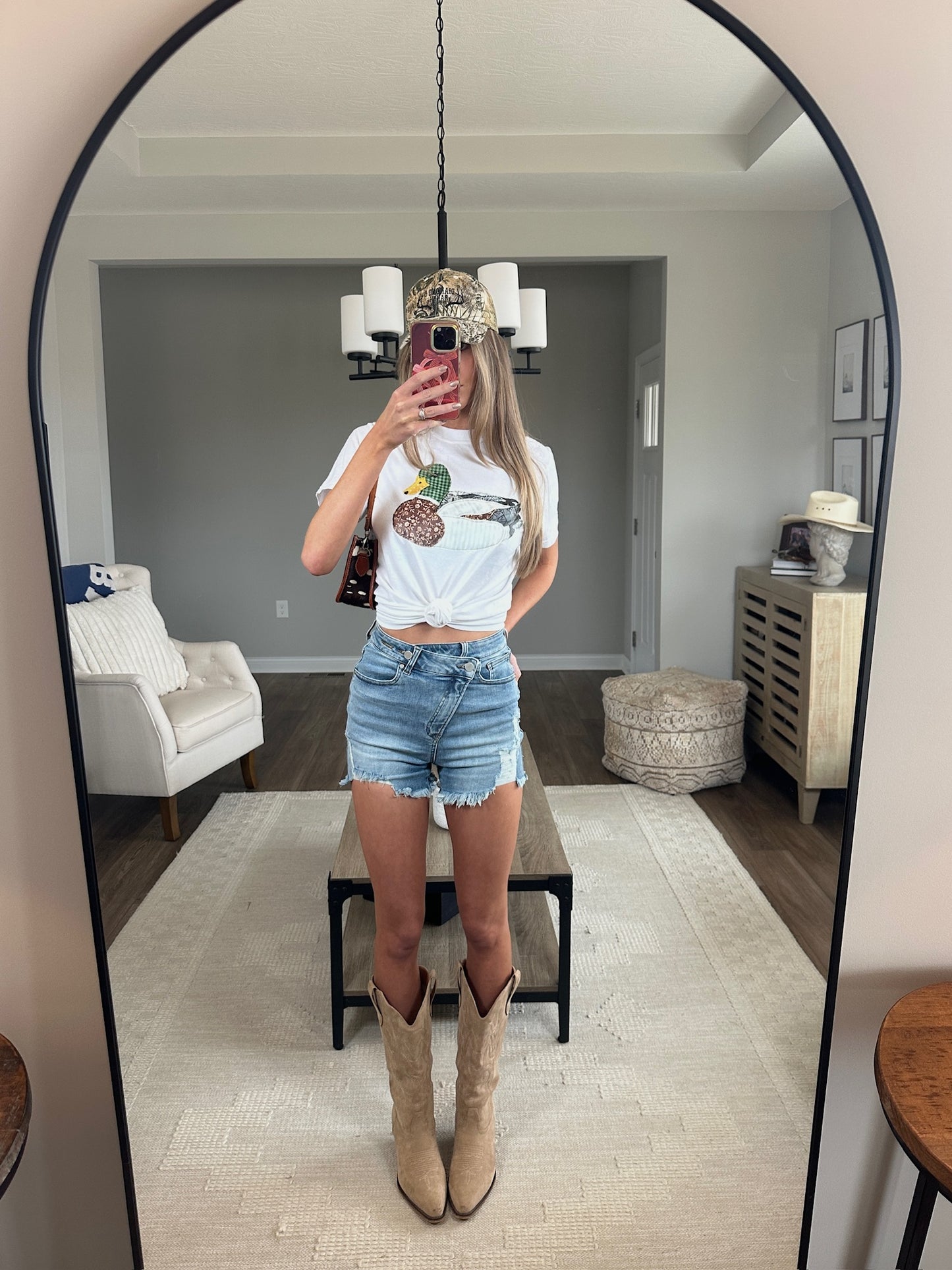 Lindsey Asymmetrical Distressed Shorts- Medium Wash