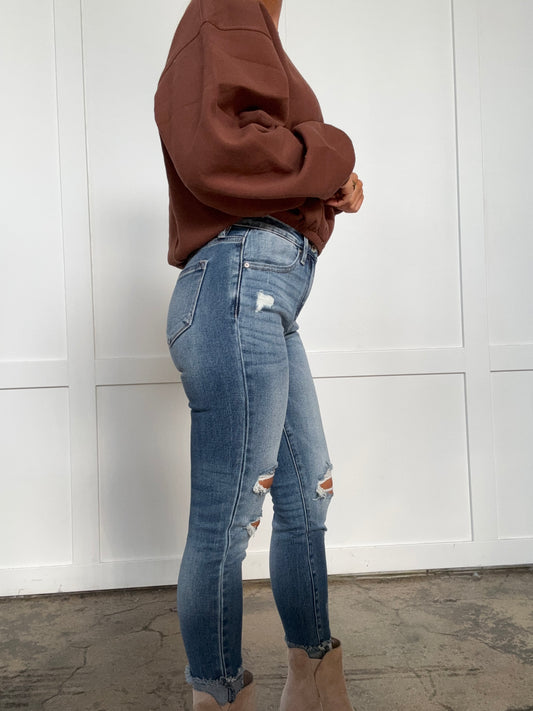 Buy our "KanCan Medium Wash High Rise Fray Hem Ankle Skinny Jeans" online – Willow Boutique Clothing. Shop stylish KanCan Medium Wash High Rise Fray Hem Ankle Skinny Jeans today.