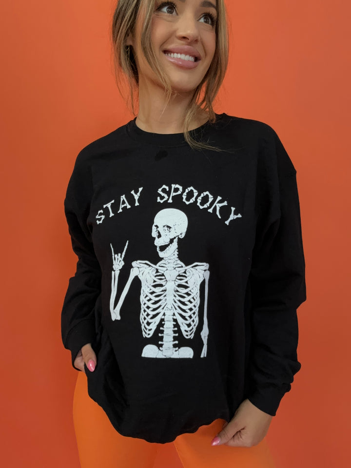 Stay Spooky Skeleton Graphic Crewneck & Hoodie