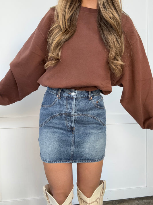 Sadie Washed Denim Mini Skirt