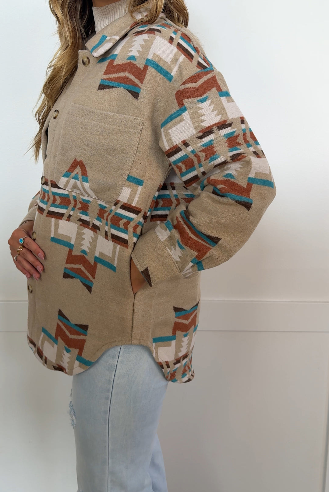 Aztec Mocha Button Up Sweater
