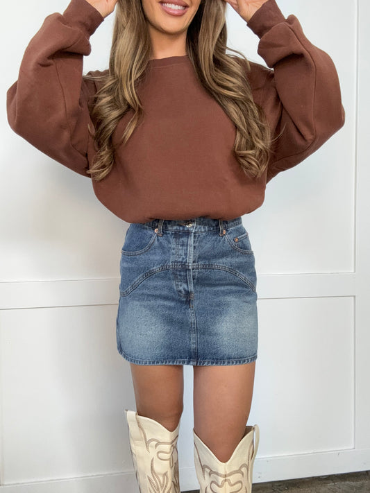 Sadie Washed Denim Mini Skirt