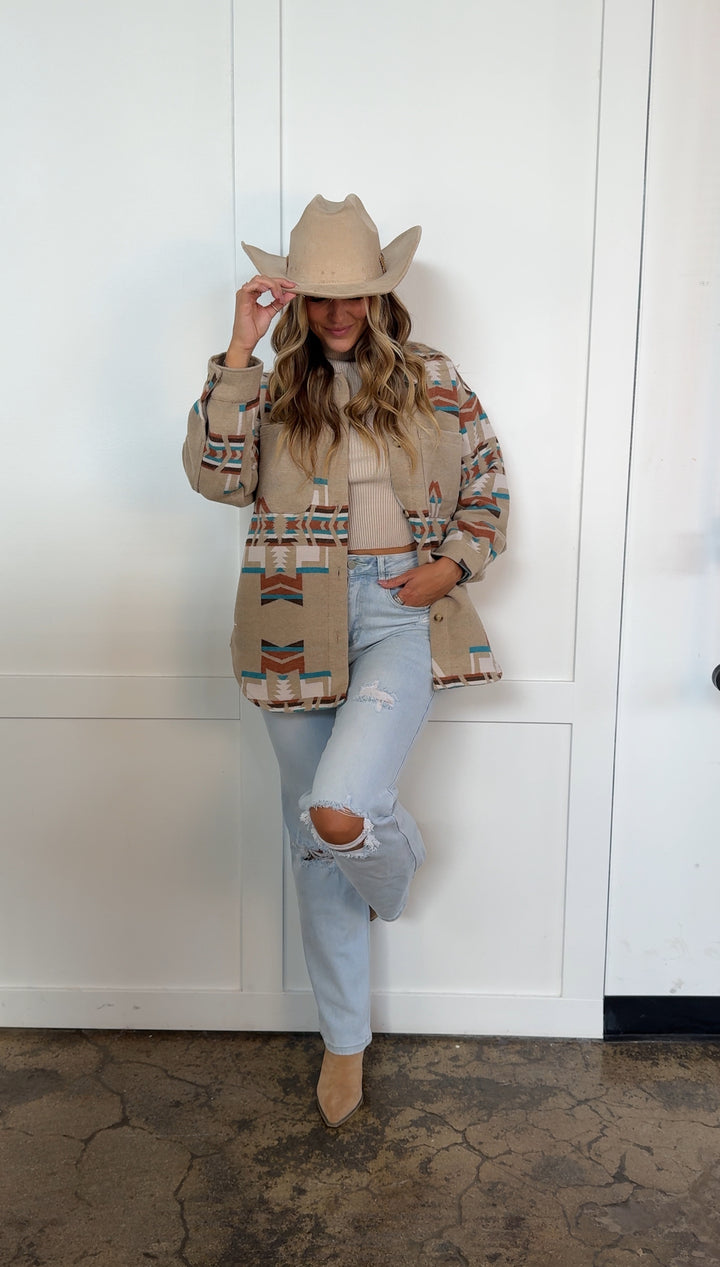 Aztec Mocha Button Up Sweater