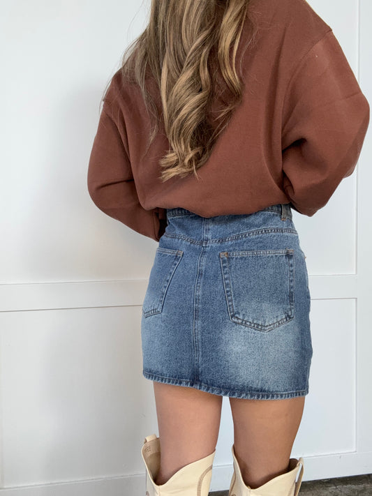 Sadie Washed Denim Mini Skirt