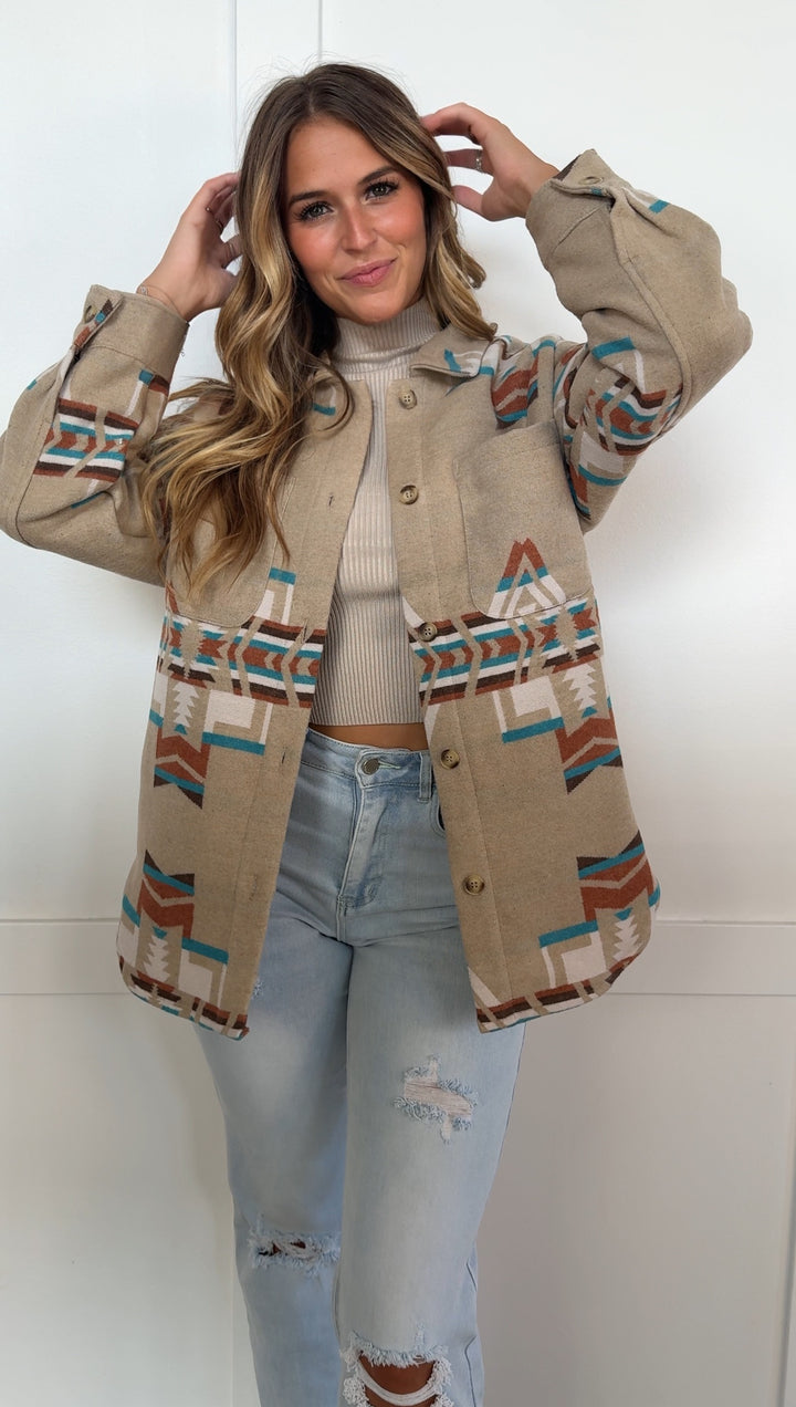 Aztec Mocha Button Up Sweater