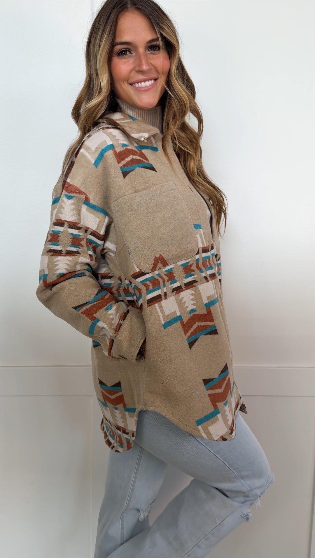Aztec Mocha Button Up Sweater