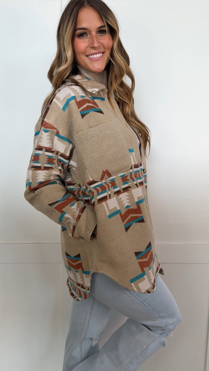 Aztec Mocha Button Up Sweater