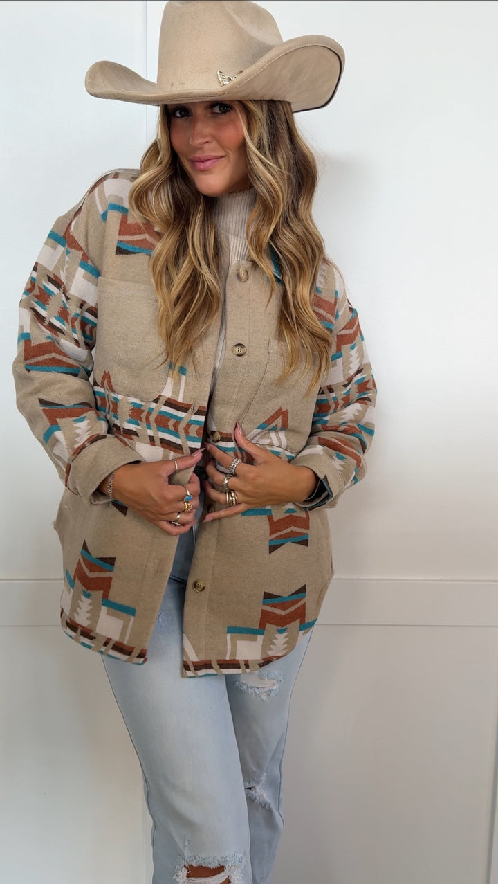Aztec Mocha Button Up Sweater