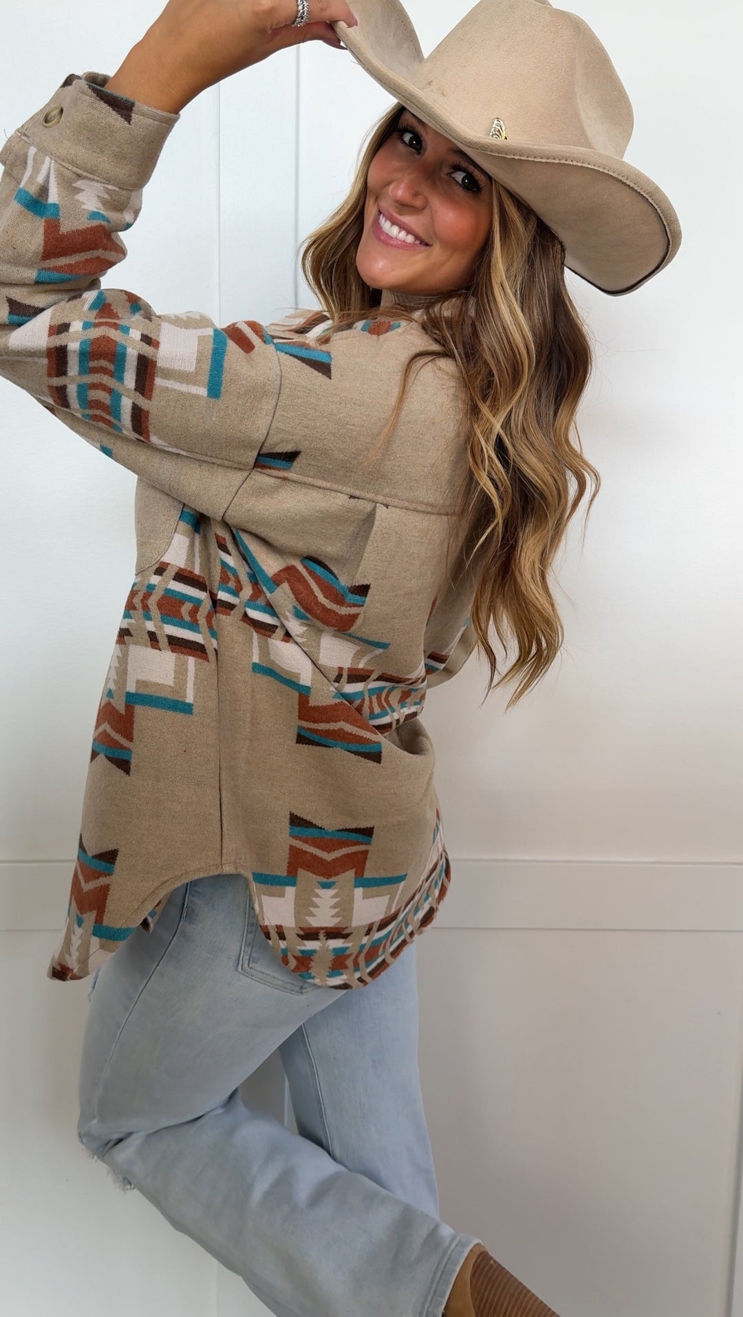 Aztec Mocha Button Up Sweater