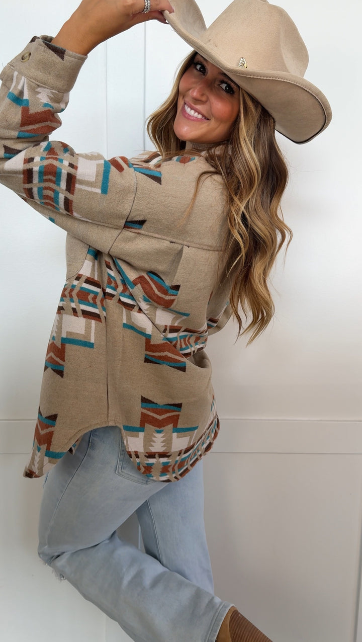 Aztec Mocha Button Up Sweater