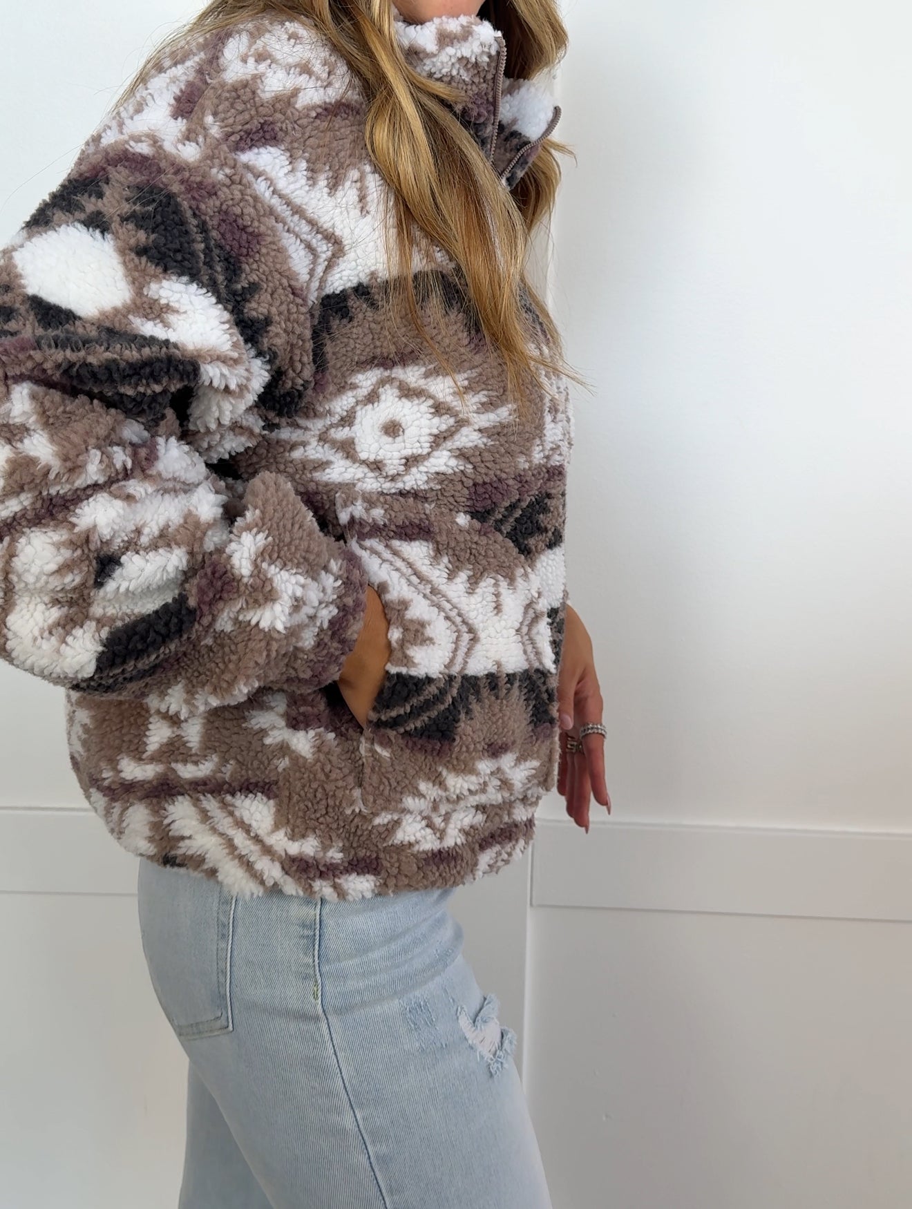 Bailey Aztec Sherpa Zip Up Jacket