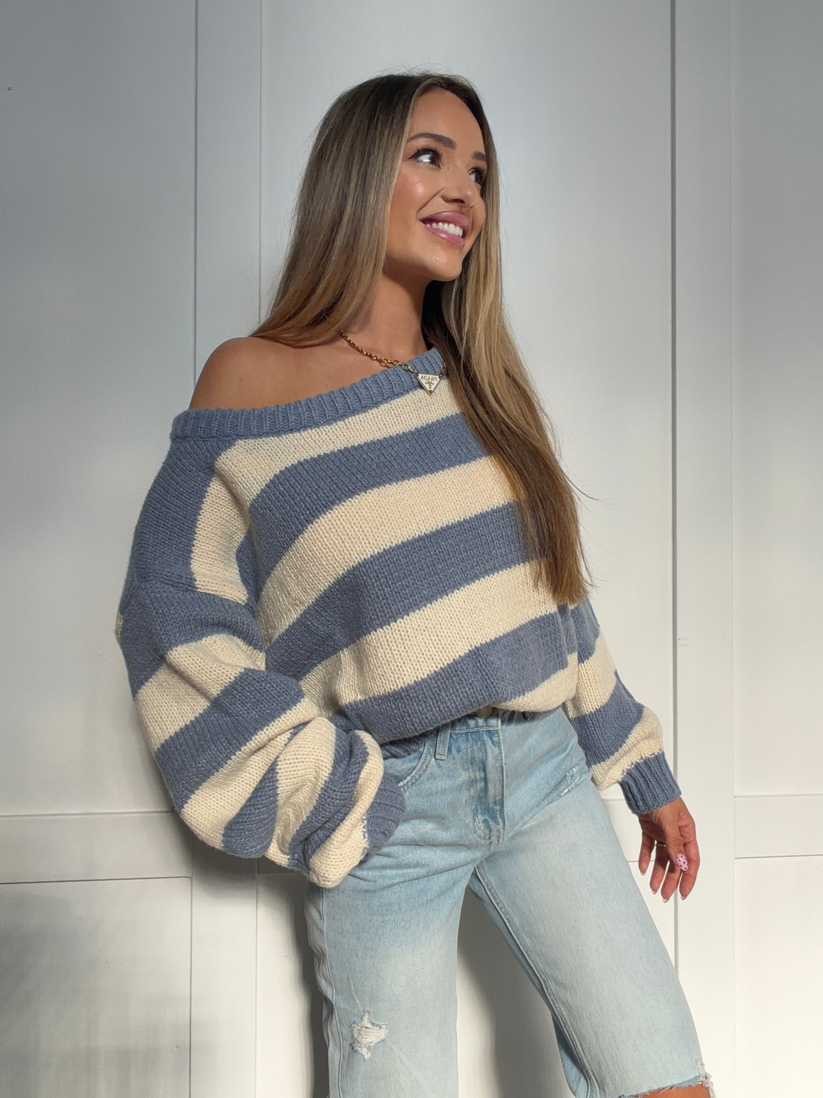 Maddee Off The Shoulder Rugby Sweater
