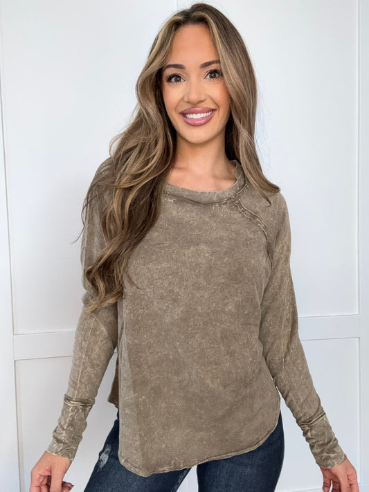 Buy our "Carly Crinkle Washed Thumb Hole Cuffs Long Sleeve Top" online – Willow Boutique Clothing. Shop stylish Carly Crinkle Washed Thumb Hole Cuffs Long Sleeve Top today.