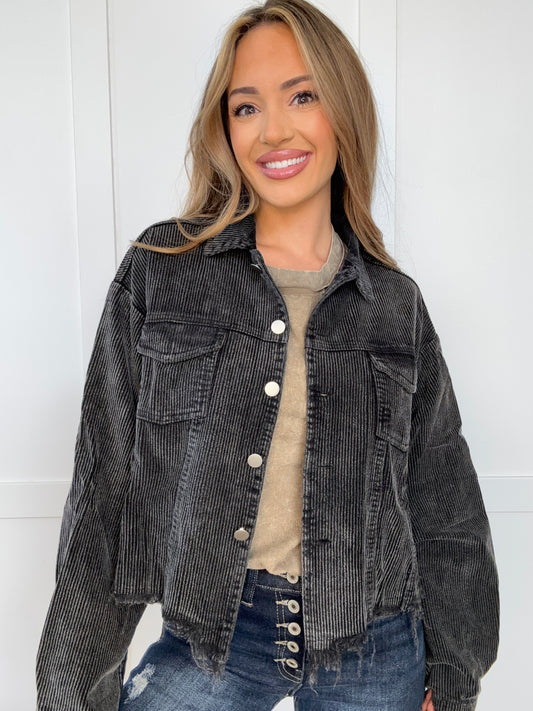Velma Black Washed Corduroy Jacket
