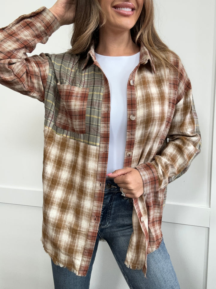 PREORDER Sunday Scarecrows Plaid Long Sleeve Shirt