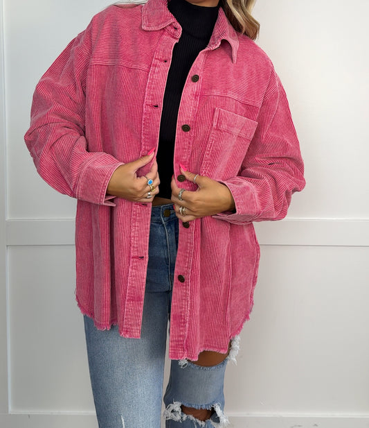 Taylor Mae Ribbed Corduroy Button Down Long Sleeve