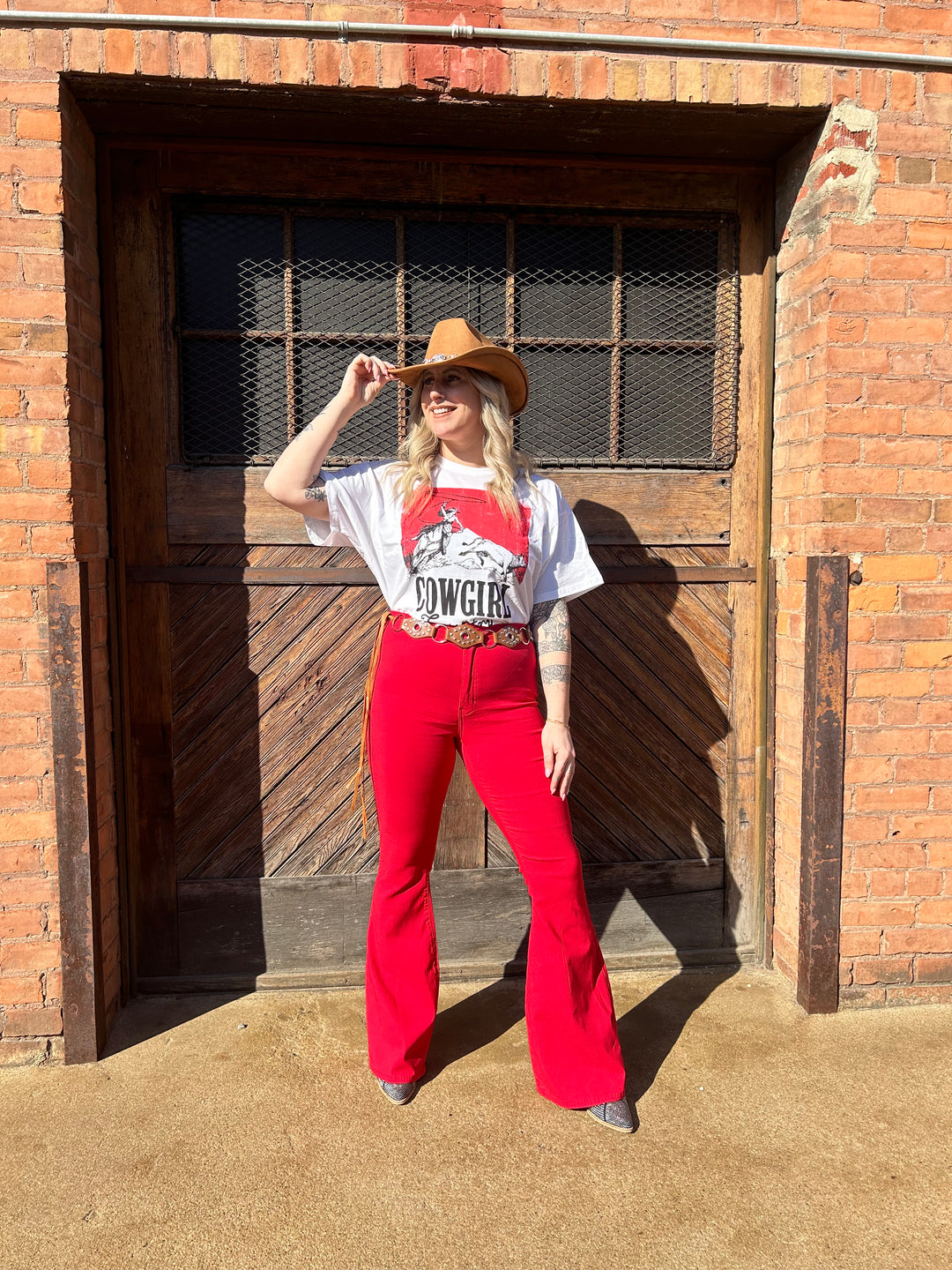 Red 2025 bell bottoms