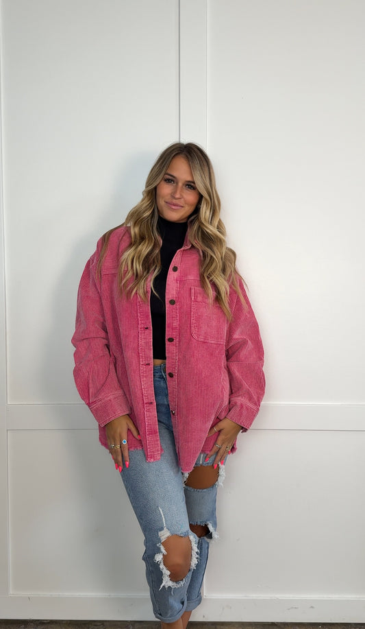 Taylor Mae Ribbed Corduroy Button Down Long Sleeve