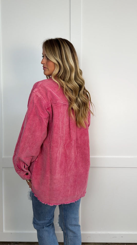 Taylor Mae Ribbed Corduroy Button Down Long Sleeve