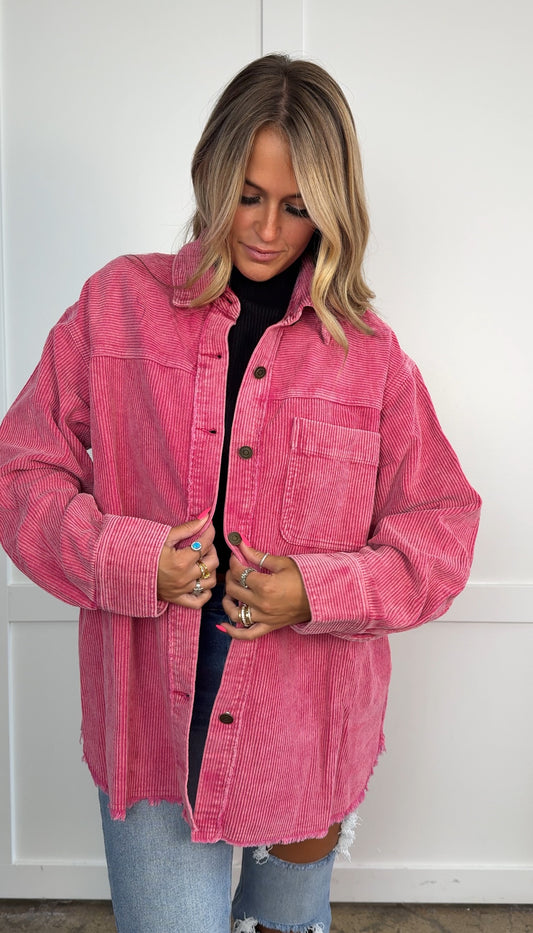 Taylor Mae Ribbed Corduroy Button Down Long Sleeve