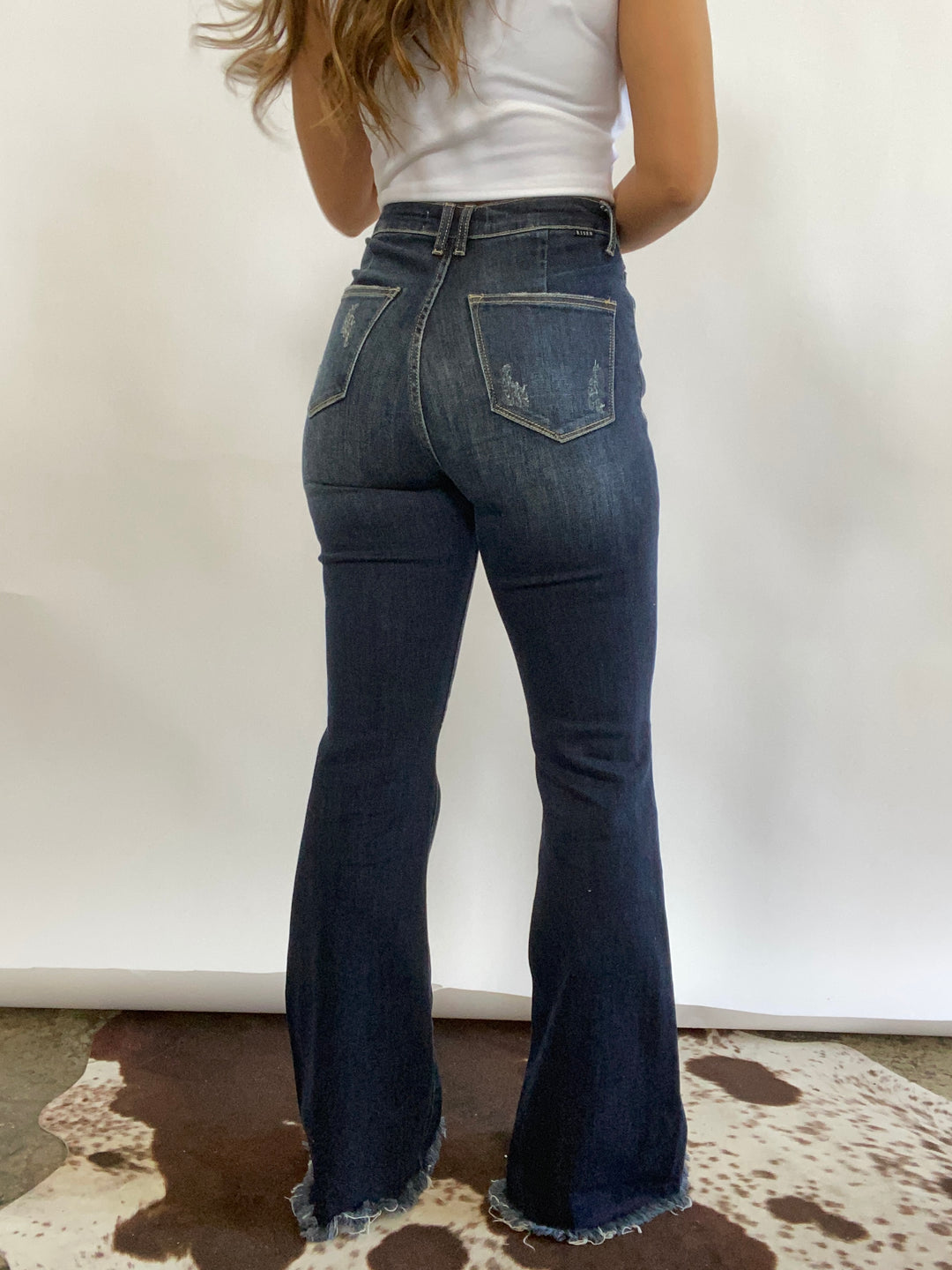 Megan High Rise Vintage Frayed Hem Flare Jeans