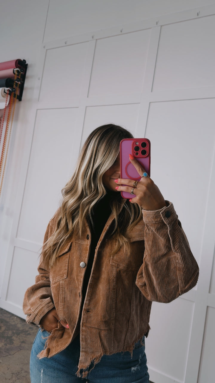 Rough Around The Edges Long Sleeve Ribbed Corduroy Jacket