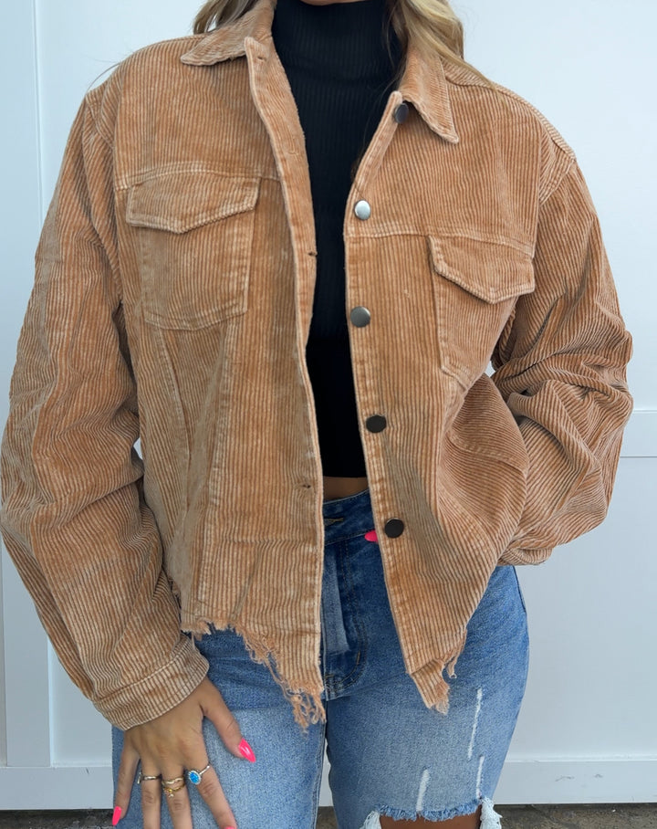 Rough Around The Edges Long Sleeve Ribbed Corduroy Jacket