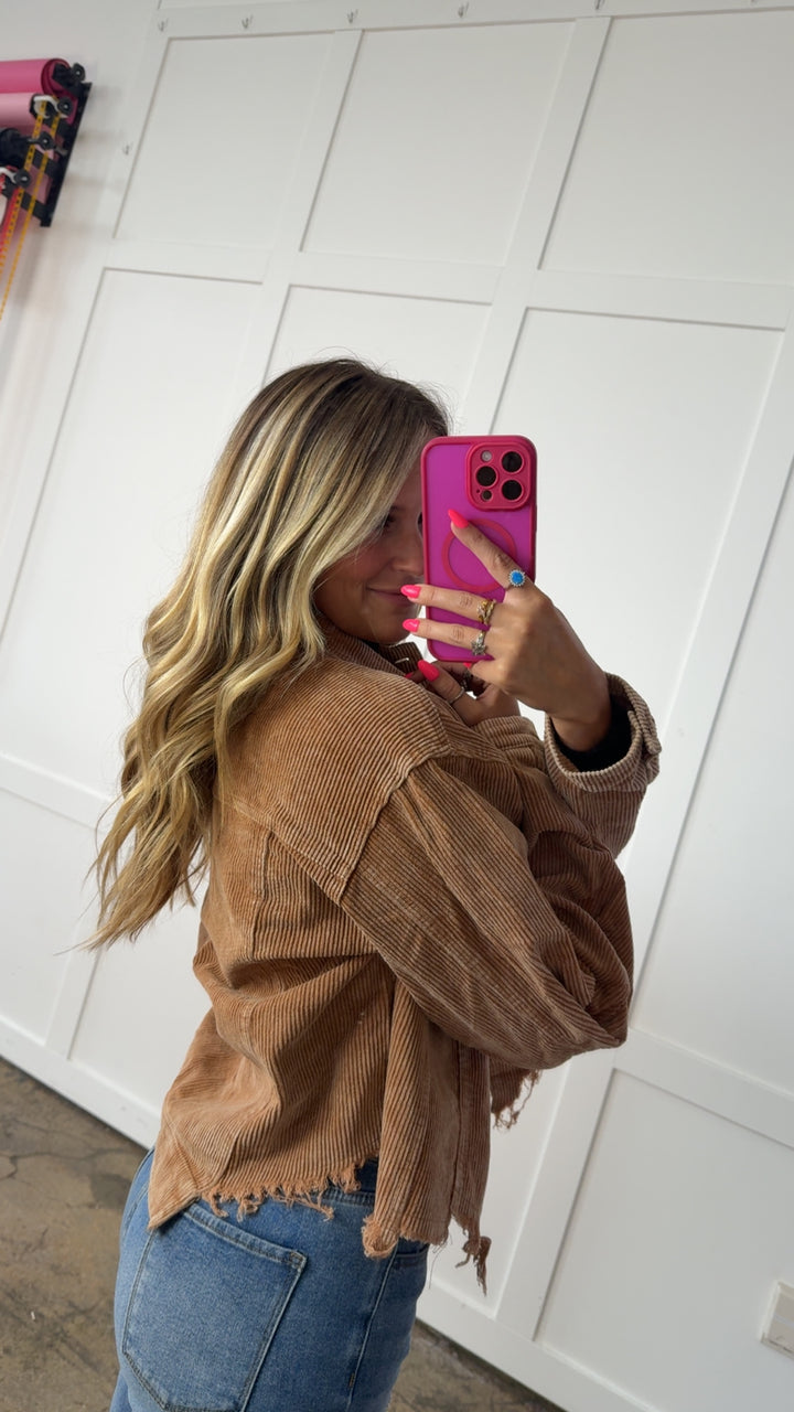 Rough Around The Edges Long Sleeve Ribbed Corduroy Jacket