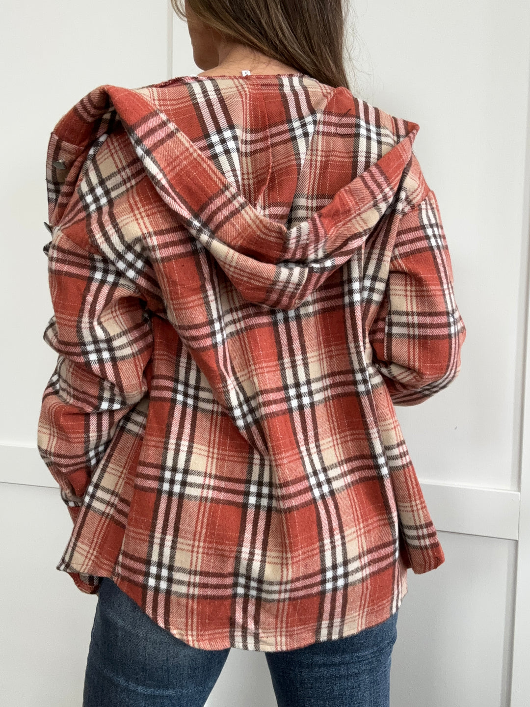 PREORDER Apple Picking Plaid Long Sleeve Hooded Jacket