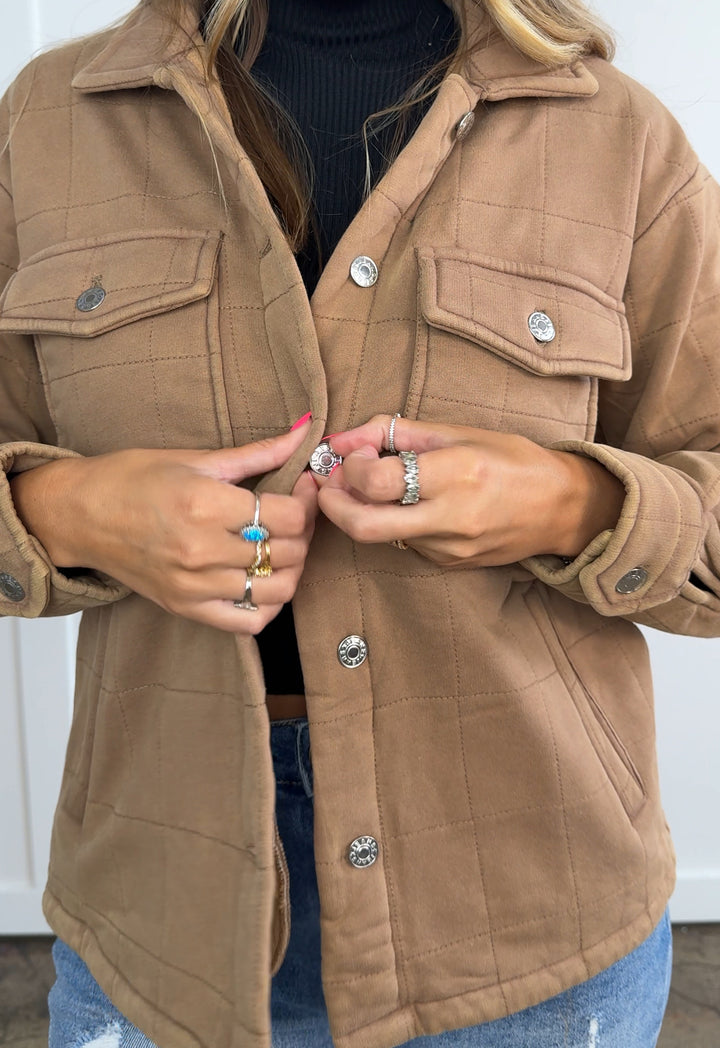 Iced Mocha Latte Long Sleeve Quilted Jacket